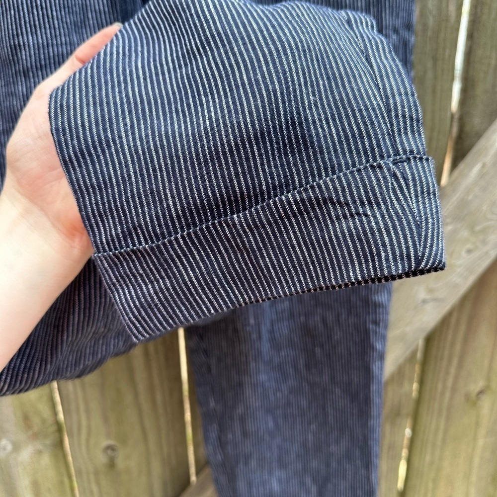 Athleta 100% Linen Striped Bali Relaxed Fit Jogger Ankle Pants in Navy White - Picture 9 of 11